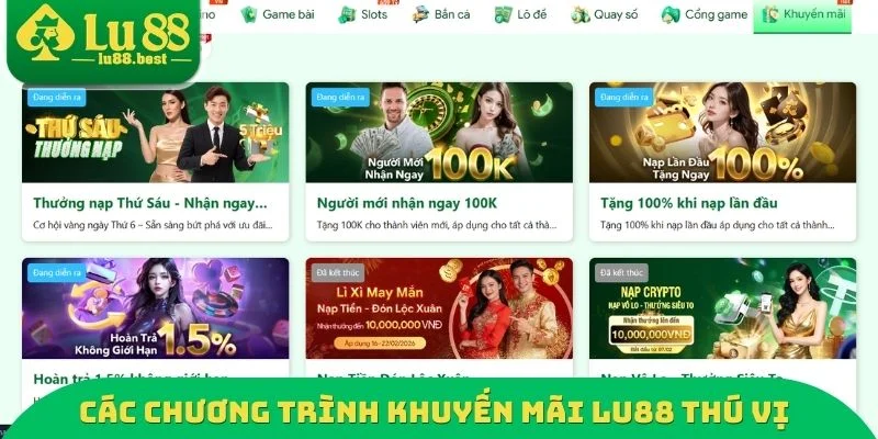 Các chương trình khuyến mãi LU88 thú vị