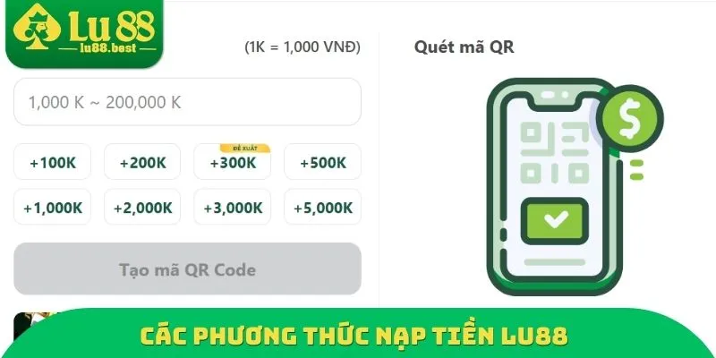 Các phương thức nạp tiền LU88