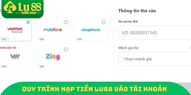 Quy trình nạp tiền LU88 vào tài khoản